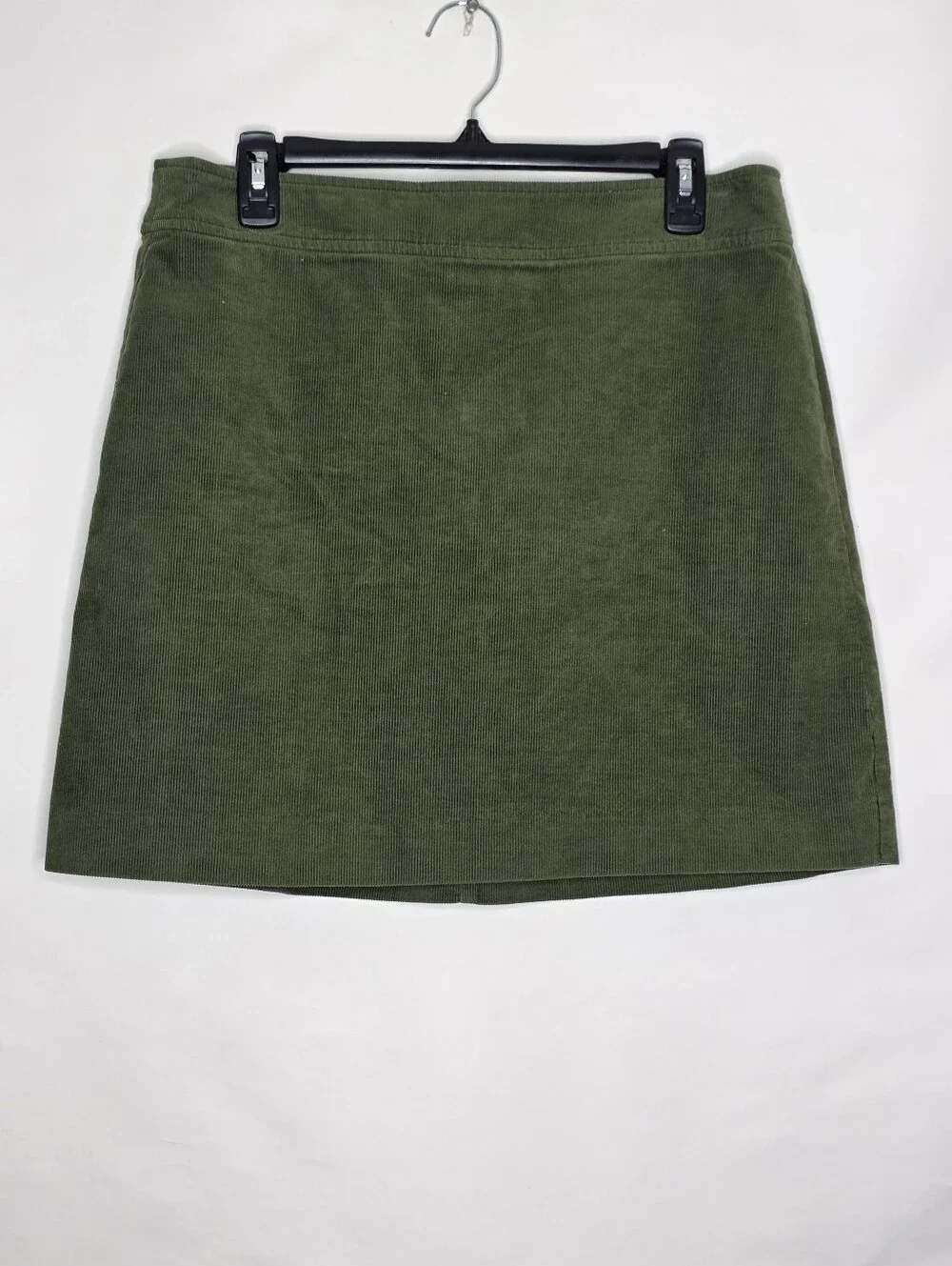J. Crew Corduroy Mini Skirt Size 10 Green‎ Cotton Back Zipper Academia Festival